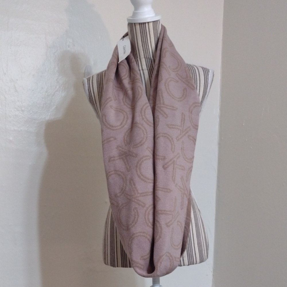 Calvin Klein Brown Monogram CK Logo Infinity Scarf NWT